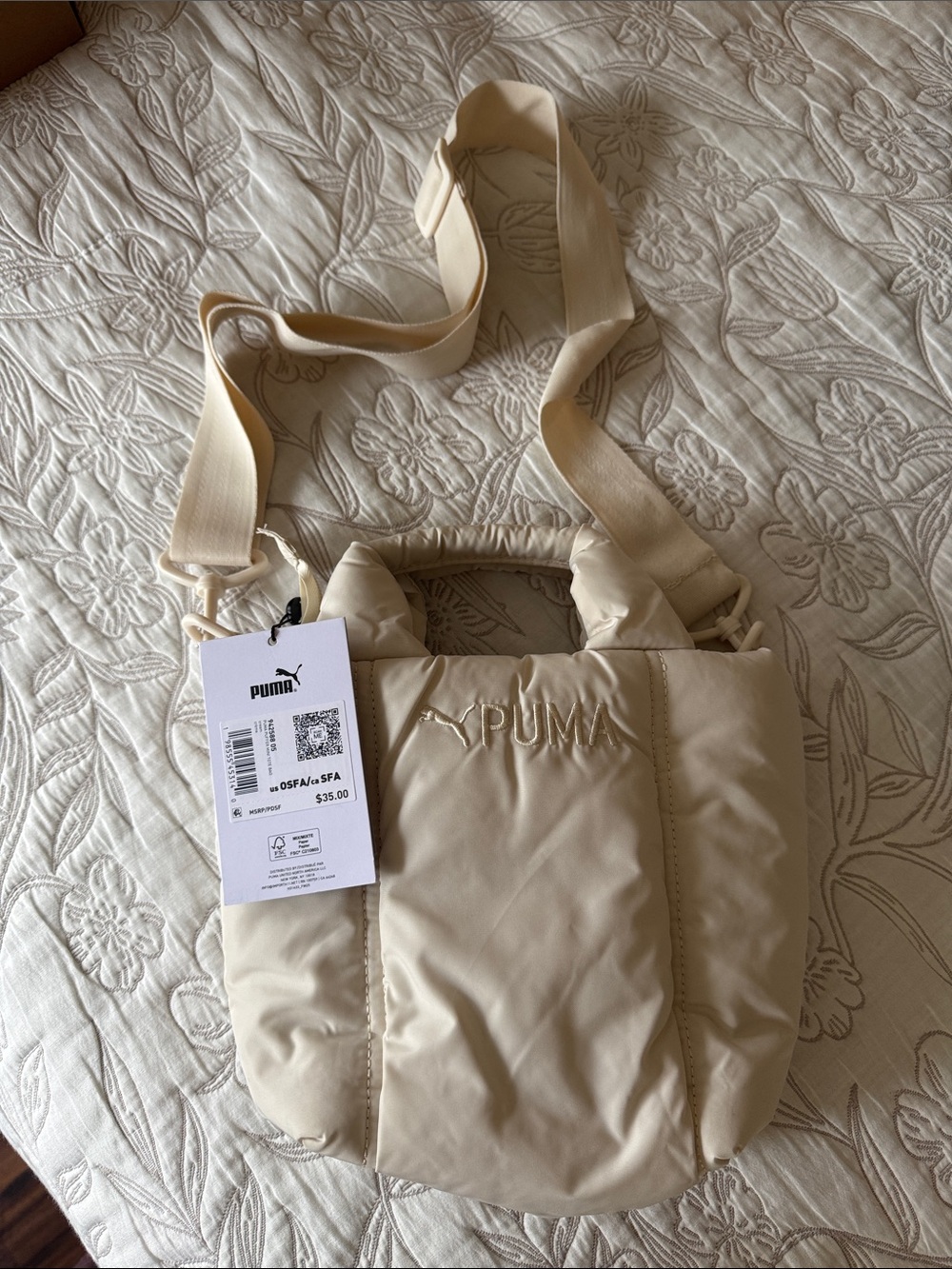 Puma Cream Quilted Crossbody Shoulder Bag